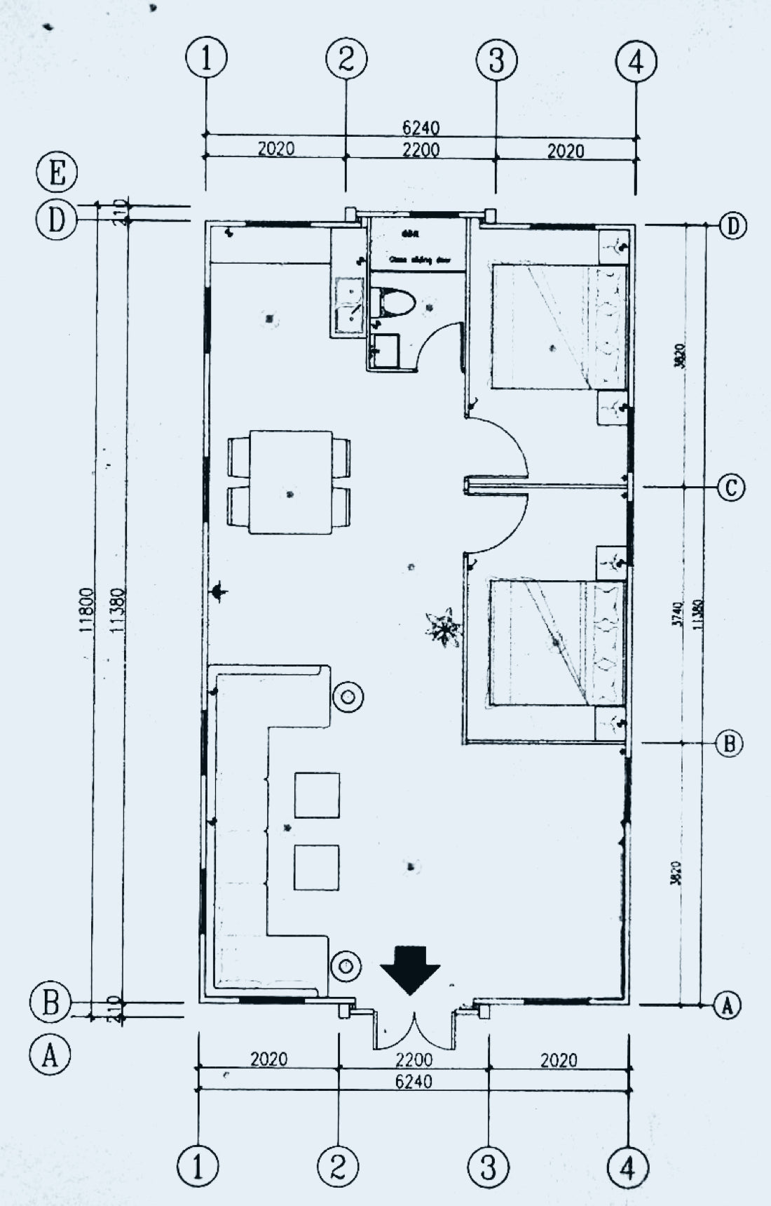 40ft Prefabricated House Two bedrooms, One bathroom, One living room and One kitchen