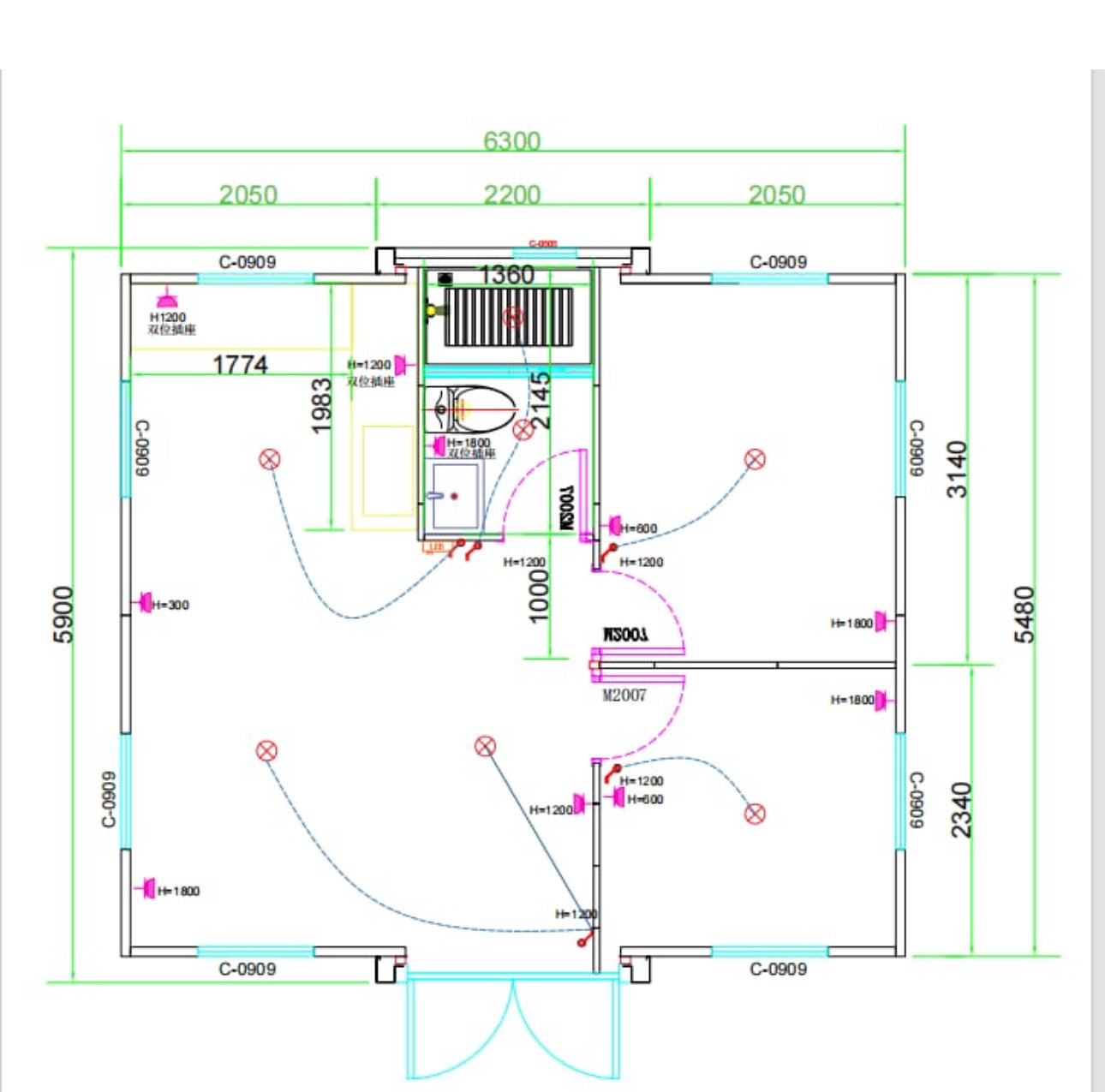 20ft Prefabricated House Two bedrooms, One bathroom, One living room and One kitchen