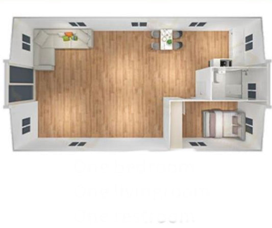 40ft Prefabricated House One bedroom, One bathroom, One living room and One kitchen